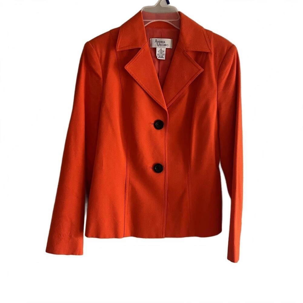 Andrea Viccaro Orange 2Button Notched Lapel Long Sleeves Formal Blazer Size 8